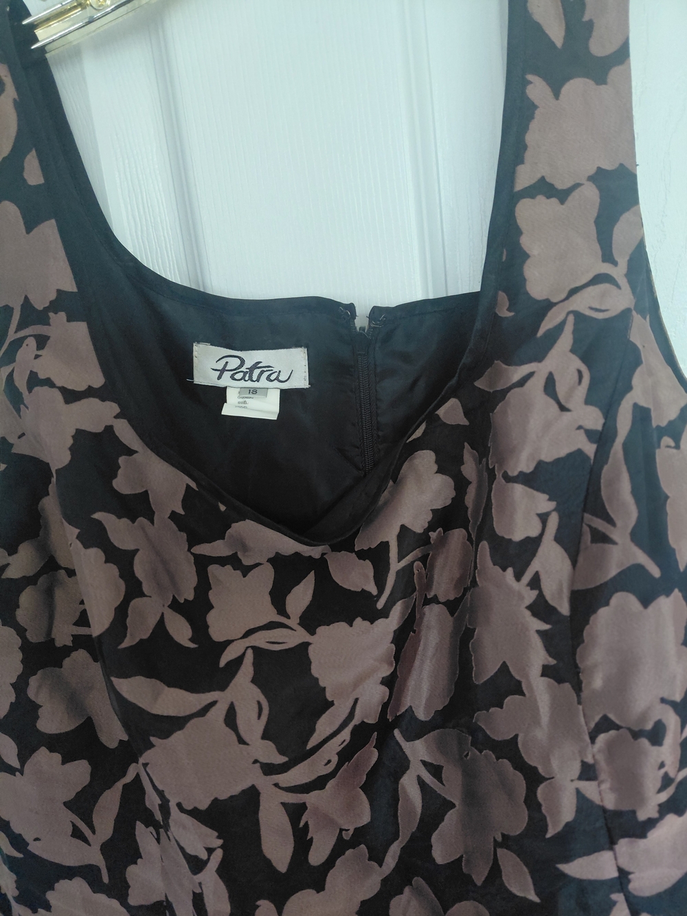 Patra Black and Taupe Floral Sleeveless Dress